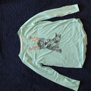 Girl's long sleeve shirt with Christmas cat